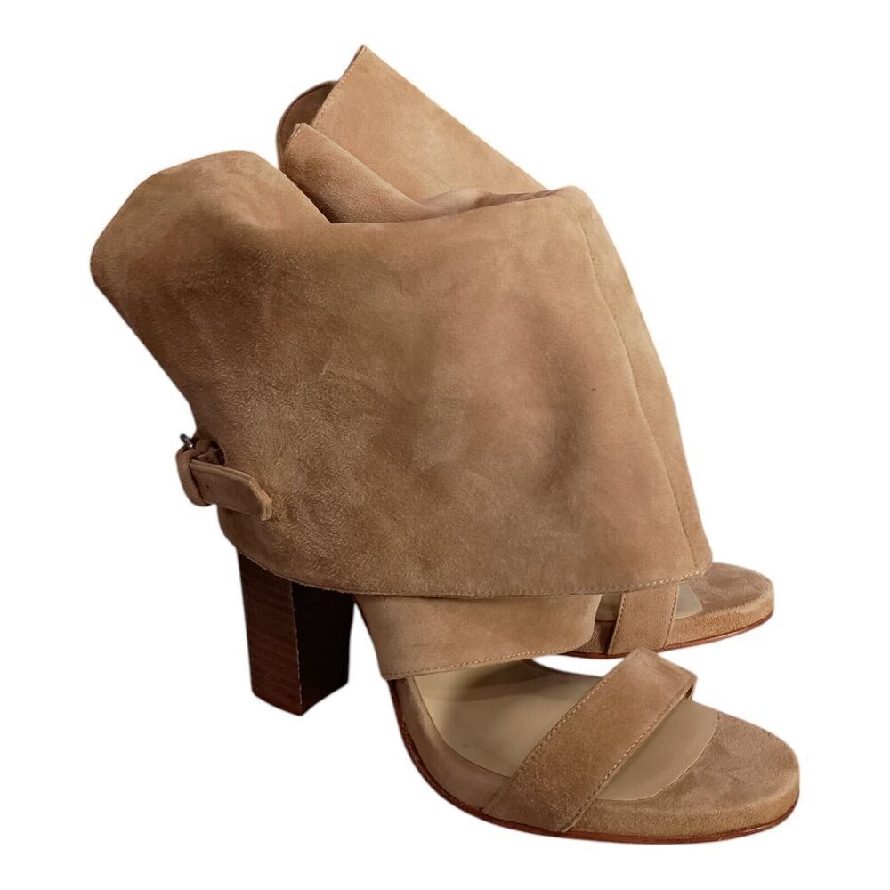 Opening Ceremony Suede Fold Over Sandal Bootie Shoe Tan Beige Women's 8 - 8.5
